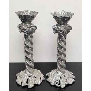 Vintage 1996 Arthur Court Aluminum Spiral Grapes Candlestick